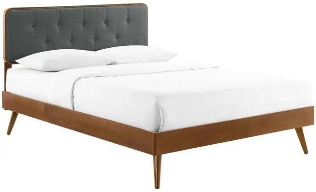 Main image of Bridgette Full Wood Platform Bed With Splayed Legs Walnut Charcoal MOD-6646-WAL-CHA