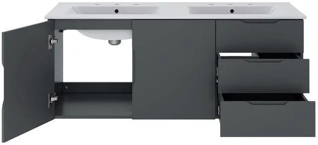 Alt view image 4 of 7 - Vitality 48" Double Sink Bathroom Vanity Gray White EEI-5785-GRY-WHI