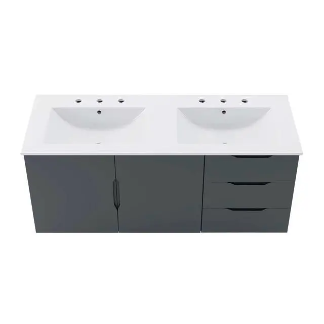 Alt view image 5 of 7 - Vitality 48" Double Sink Bathroom Vanity Gray White EEI-5785-GRY-WHI