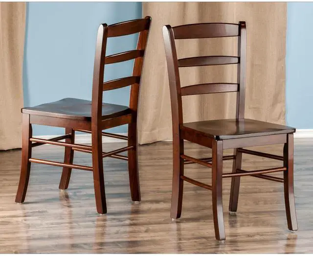 Alt view image 11 of 11 - Set Of 2 Ladder Back Chair, Rta, Anitque Walnut By Winsome Wood