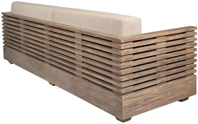 Alt view image 4 of 7 - Vivid Outdoor Patio Sofa in Light Eucalyptus Wood with Taupe Olefin Cushions