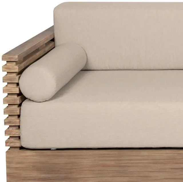 Alt view image 6 of 7 - Vivid Outdoor Patio Sofa in Light Eucalyptus Wood with Taupe Olefin Cushions