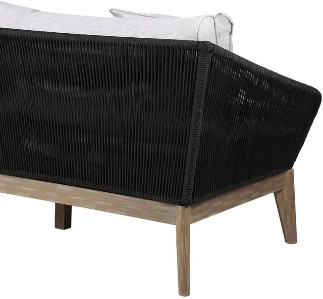 Alt view image 5 of 7 - Athos Indoor Outdoor 3 Seater Sofa in Light Eucalyptus Wood with Charcoal Rope and Gray Cushions