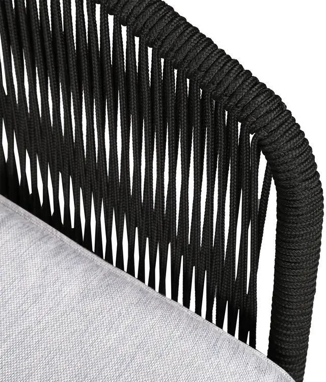 Alt view image 6 of 7 - Athos Indoor Outdoor 3 Seater Sofa in Light Eucalyptus Wood with Charcoal Rope and Gray Cushions