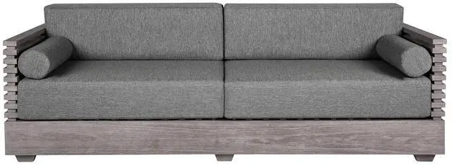 Main image of Vivid Outdoor Patio Sofa in Gray Eucalyptus Wood with Gray Olefin Cushions