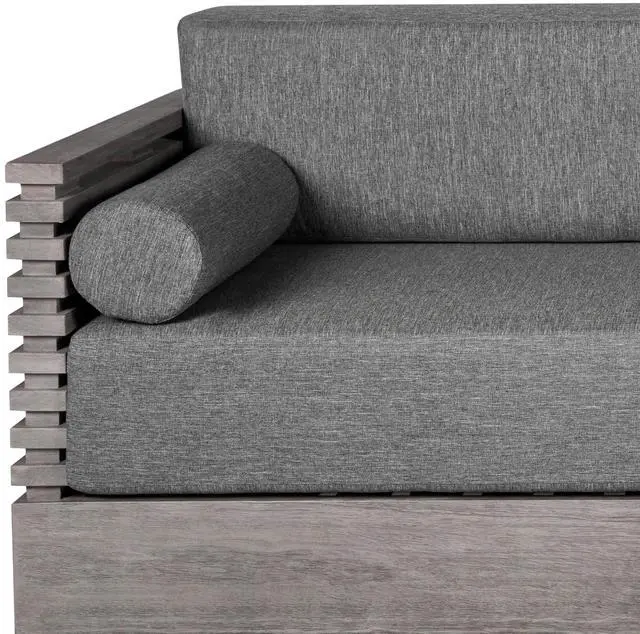 Alt view image 6 of 7 - Vivid Outdoor Patio Sofa in Gray Eucalyptus Wood with Gray Olefin Cushions
