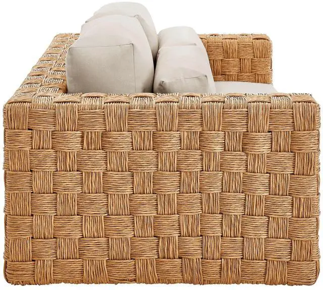 Alt view image 4 of 7 - Thames Outdoor Patio Wicker Outdoor Patio Rattan Loveseat by Modway EEI-6924-NAT-LGR