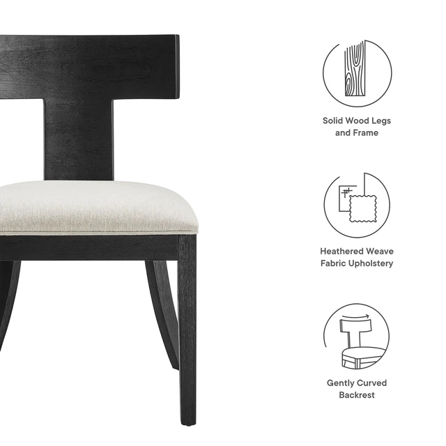Alt view image 3 of 7 - Peregrine Wood and Fabric Upholstered Dining Chairs Set of 2 by Modway