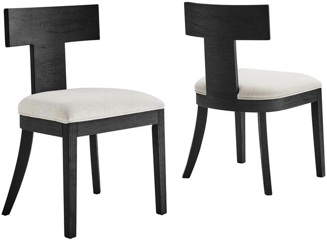 Main image of Peregrine Wood and Fabric Upholstered Dining Chairs Set of 2 by Modway