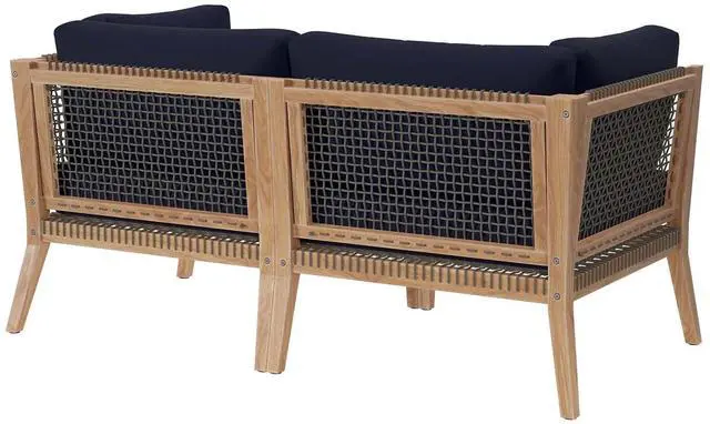 Alt view image 2 of 7 - Clearwater Outdoor Patio Teak Wood Loveseat Gray Graphite EEI-6119-GRY-GPH