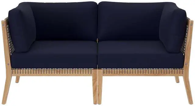 Main image of Clearwater Outdoor Patio Teak Wood Loveseat Gray Graphite EEI-6119-GRY-GPH