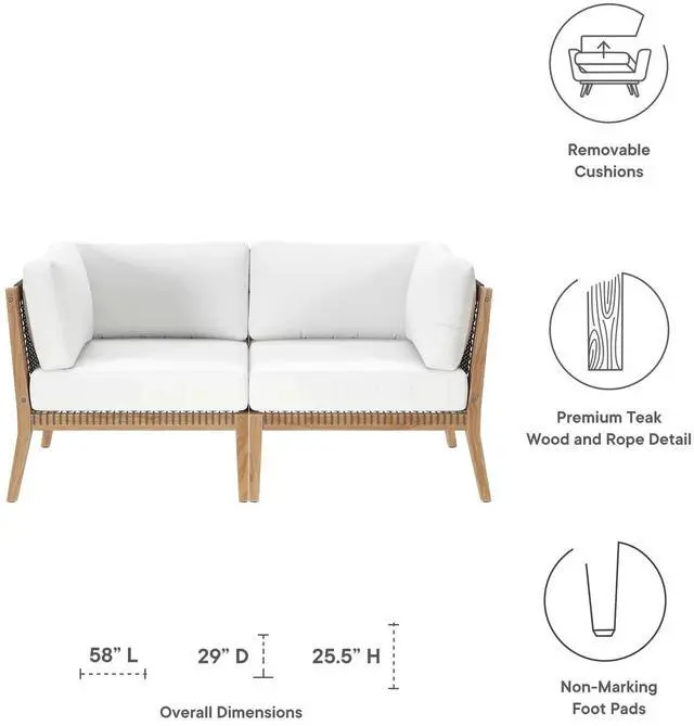Alt view image 6 of 7 - Clearwater Outdoor Patio Teak Wood Loveseat