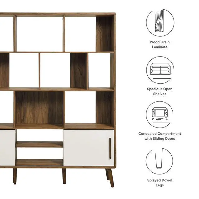Alt view image 2 of 7 - Transmit Bookcase with Sliding Doors by Modway