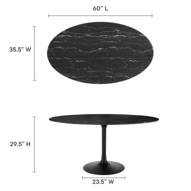 Alt view image 5 of 7 - Lippa 60" Oval Artificial Marble Dining Table