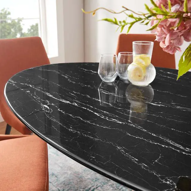 Alt view image 6 of 7 - Lippa 60" Oval Artificial Marble Dining Table