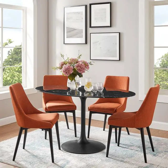 Alt view image 7 of 7 - Lippa 60" Oval Artificial Marble Dining Table