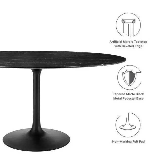 Alt view image 4 of 7 - Lippa 60" Oval Artificial Marble Dining Table