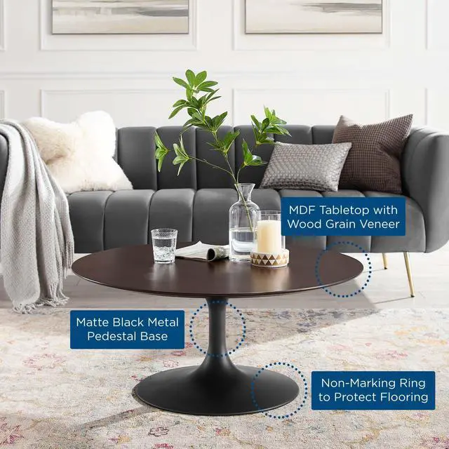 Alt view image 4 of 6 - Lippa 36" Wood Coffee Table Black Cherry Walnut EEI-4882-BLK-CHE