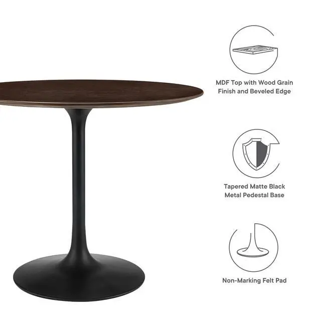 Alt view image 4 of 7 - Lippa 36" Round Wood Dining Table Black Cherry Walnut EEI-4862-BLK-CHE