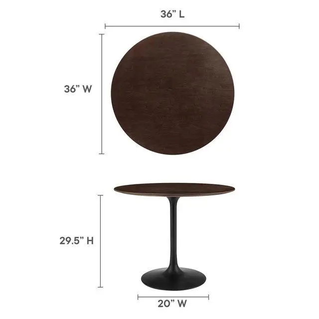 Alt view image 5 of 7 - Lippa 36" Round Wood Dining Table Black Cherry Walnut EEI-4862-BLK-CHE