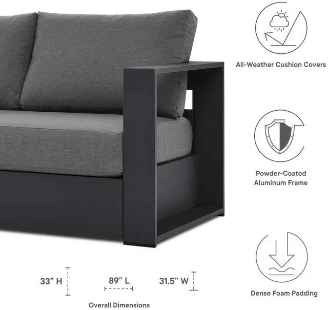 Alt view image 11 of 11 - Tahoe Outdoor Patio Powder-Coated Aluminum Sofa