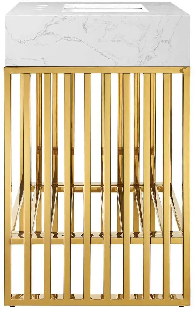 Alt view image 2 of 7 - Gridiron 24" Bathroom Vanity White Gold EEI-6103-WHI-GLD