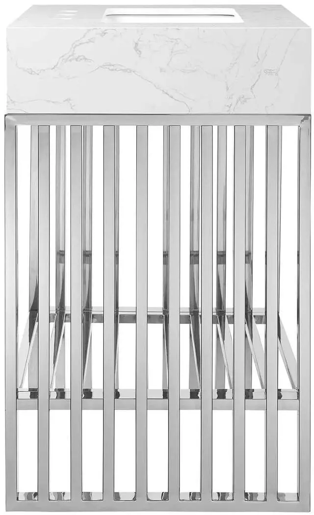 Alt view image 2 of 7 - Gridiron 24" Bathroom Vanity White Silver EEI-6103-WHI-SLV