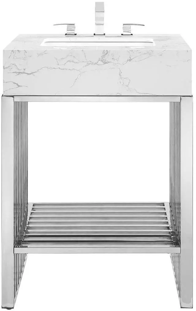 Alt view image 3 of 7 - Gridiron 24" Bathroom Vanity White Silver EEI-6103-WHI-SLV