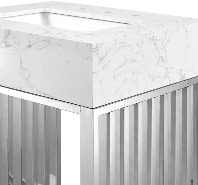 Alt view image 5 of 7 - Gridiron 24" Bathroom Vanity White Silver EEI-6103-WHI-SLV