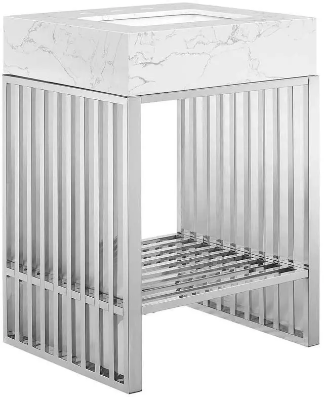 Main image of Gridiron 24" Bathroom Vanity White Silver EEI-6103-WHI-SLV