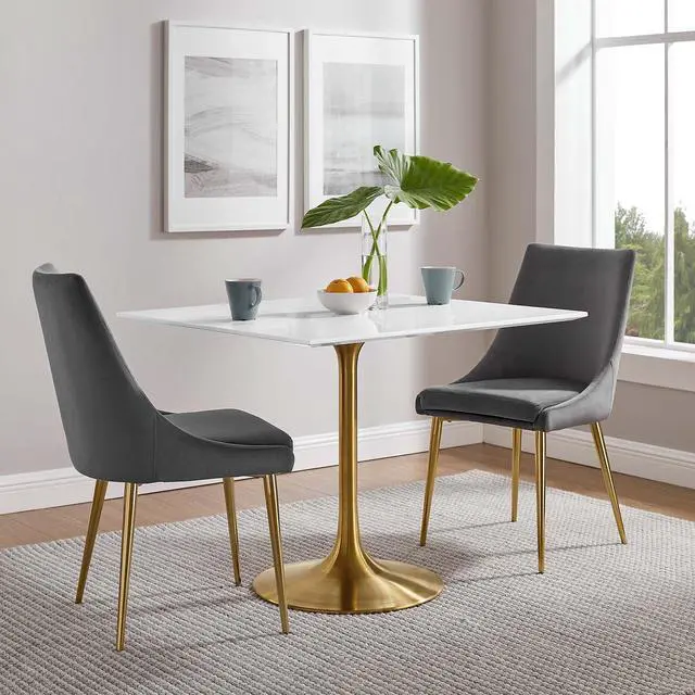 Alt view image 11 of 11 - Lippa 36" Square Dining Table - Gold White