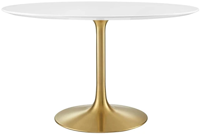 Alt view image 5 of 11 - Lippa 47" Round Dining Table - Gold White