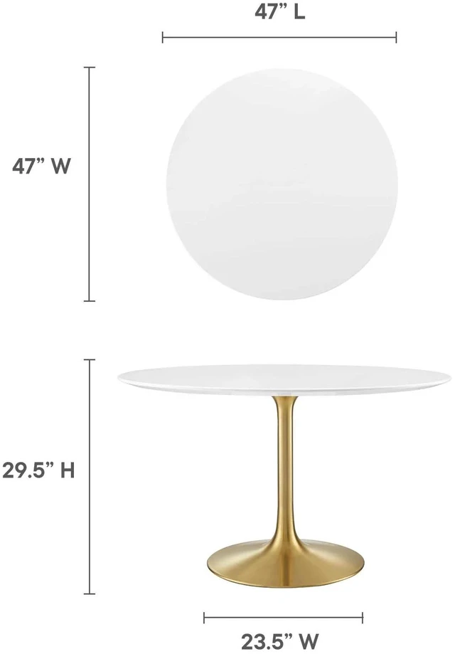 Alt view image 9 of 11 - Lippa 47" Round Dining Table - Gold White