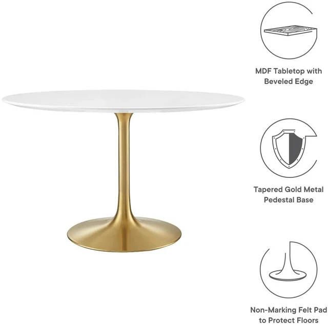 Alt view image 8 of 11 - Lippa 47" Round Dining Table - Gold White
