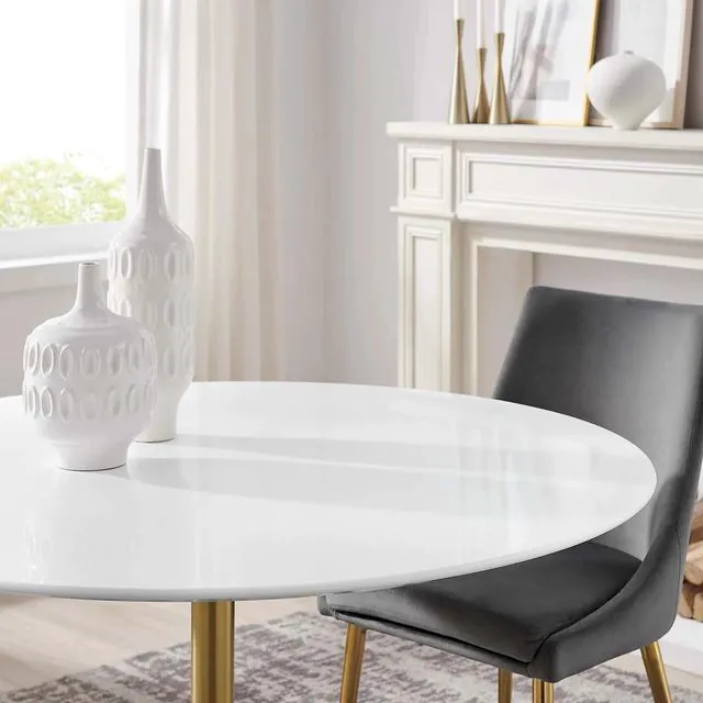 Alt view image 10 of 11 - Lippa 47" Round Dining Table - Gold White