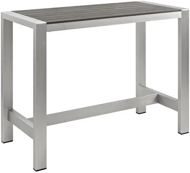 Alt view image 5 of 8 - Shore Outdoor Patio Aluminum Rectangle Bar Table - Silver Gray