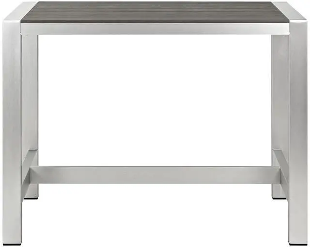 Alt view image 6 of 8 - Shore Outdoor Patio Aluminum Rectangle Bar Table - Silver Gray