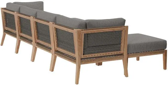 Alt view image 2 of 4 - Clearwater Outdoor Patio Teak Wood 6-Piece Sectional Sofa Gray Graphite EEI-6122-GRY-GPH