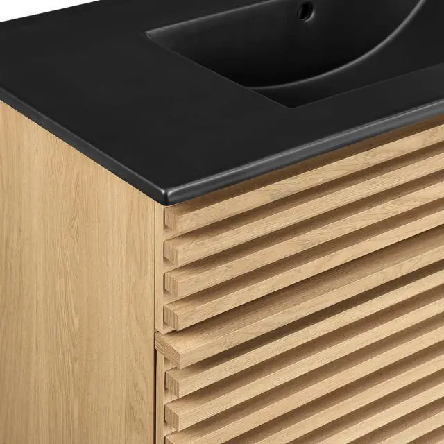 Alt view image 6 of 7 - Render 36" Bathroom Vanity Oak Black EEI-5396-OAK-BLK