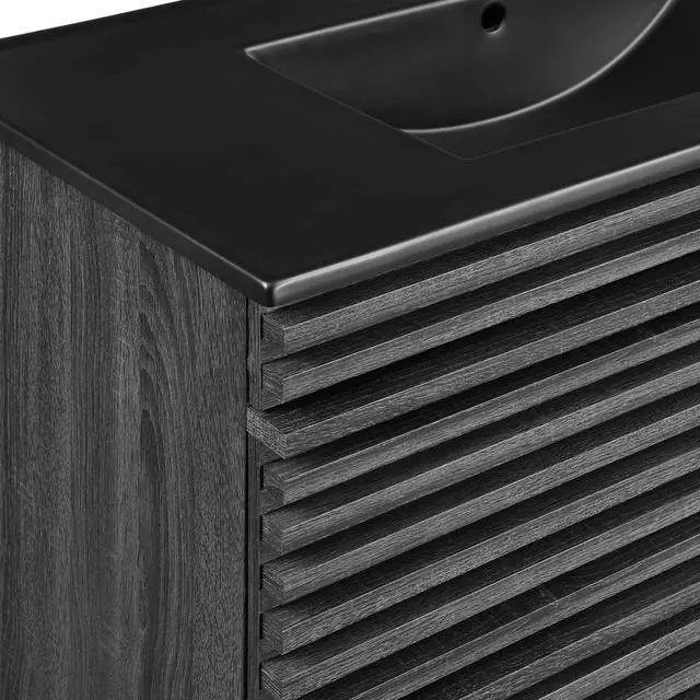 Alt view image 6 of 7 - Render 36" Wall-Mount Bathroom Vanity Charcoal Black EEI-5395-CHA-BLK