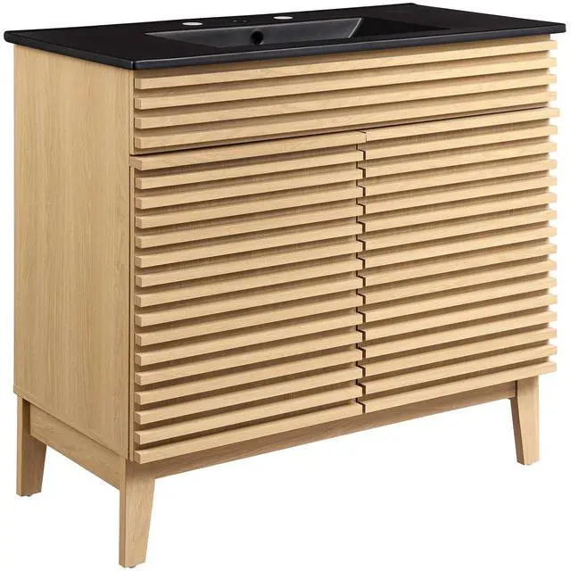 Main image of Render 36" Bathroom Vanity Oak Black EEI-5396-OAK-BLK