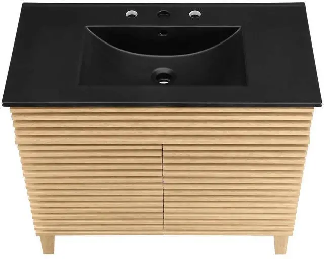 Alt view image 5 of 7 - Render 36" Bathroom Vanity Oak Black EEI-5396-OAK-BLK