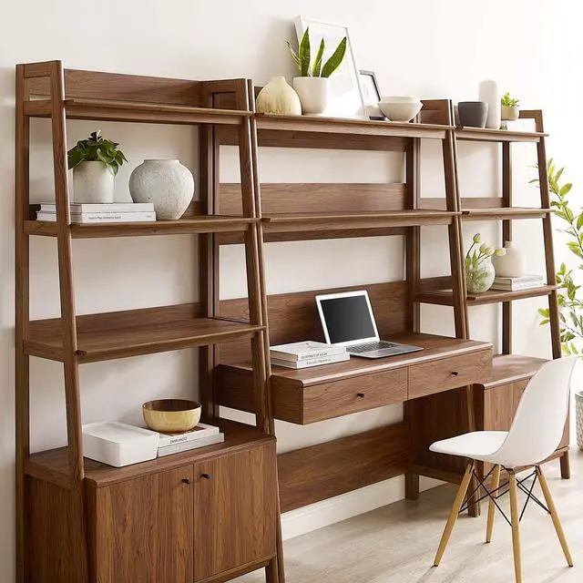 Alt view image 3 of 5 - Bixby 3-Piece Wood Office Desk and Bookshelf