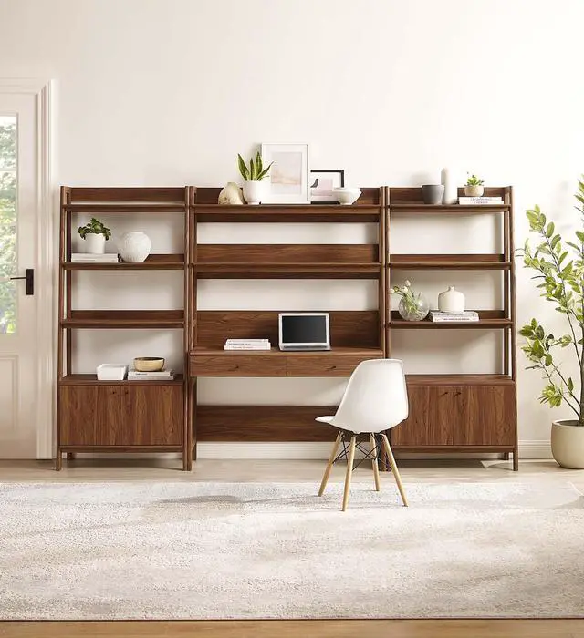 Alt view image 5 of 5 - Bixby 3-Piece Wood Office Desk and Bookshelf