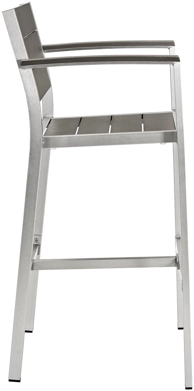 Alt view image 6 of 8 - Shore Outdoor Patio Aluminum Bar Stool - Silver Gray