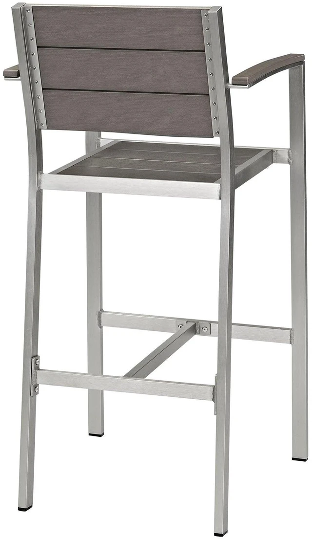 Alt view image 7 of 8 - Shore Outdoor Patio Aluminum Bar Stool - Silver Gray