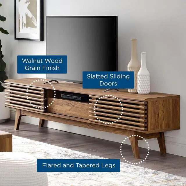 Alt view image 5 of 6 - Render 70" TV Stand Walnut EEI-3305-WAL-WAL