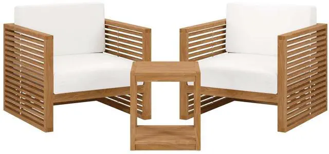 Alt view image 7 of 12 - Carlsbad 3-Piece Teak Wood Outdoor Patio Outdoor Patio Set