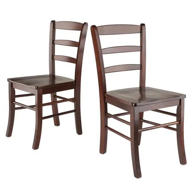 Alt view image 5 of 11 - Set Of 2 Ladder Back Chair, Rta, Anitque Walnut By Winsome Wood