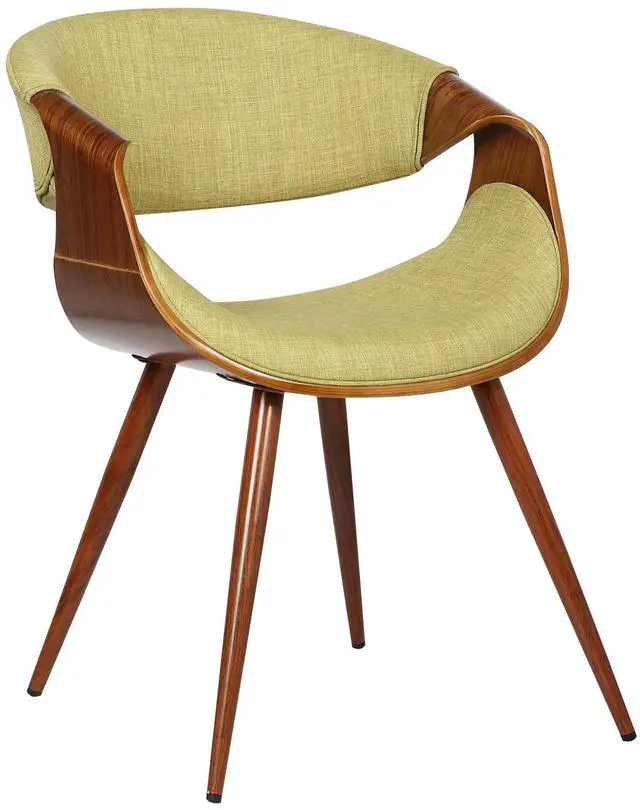Main image of Butterfly Mid-Century Dining Chair in Walnut Finish and Green Fabric